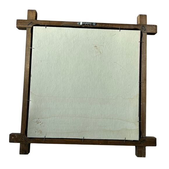 Cross Stitch Moose Family in Forest 11" X 11" Vintage Completed Framed‎ & Matted - Picture 2 of 5